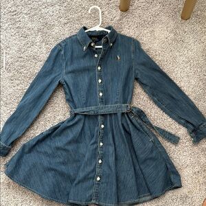 Ralph Lauren Blue Pleated Buttoned Dress